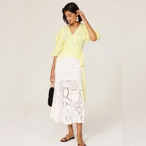 Anthropologie Puff Sleeve Wrap Blouse Old Money Chic Socialite Posh Boho Cottage